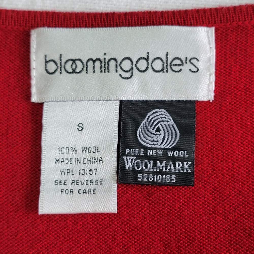 Bloomingdale's Vintage 90s Sweater Dress Red Women's S Woolmark Merino Ruffle - Picture 7 of 9